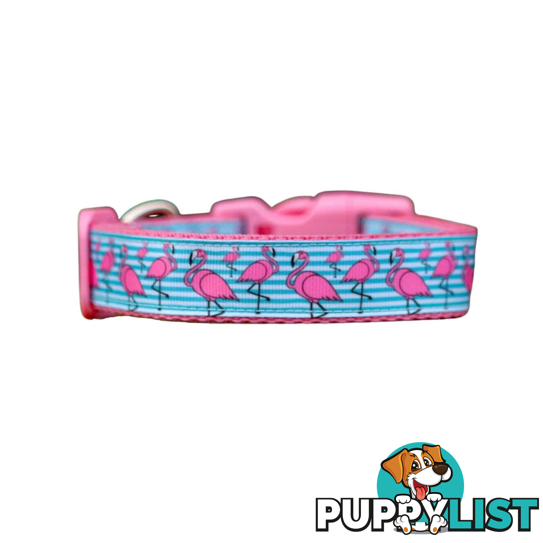 Flamingo Dog Collar - Hand Made by The Bark Side - TBSFLMMEDPNK