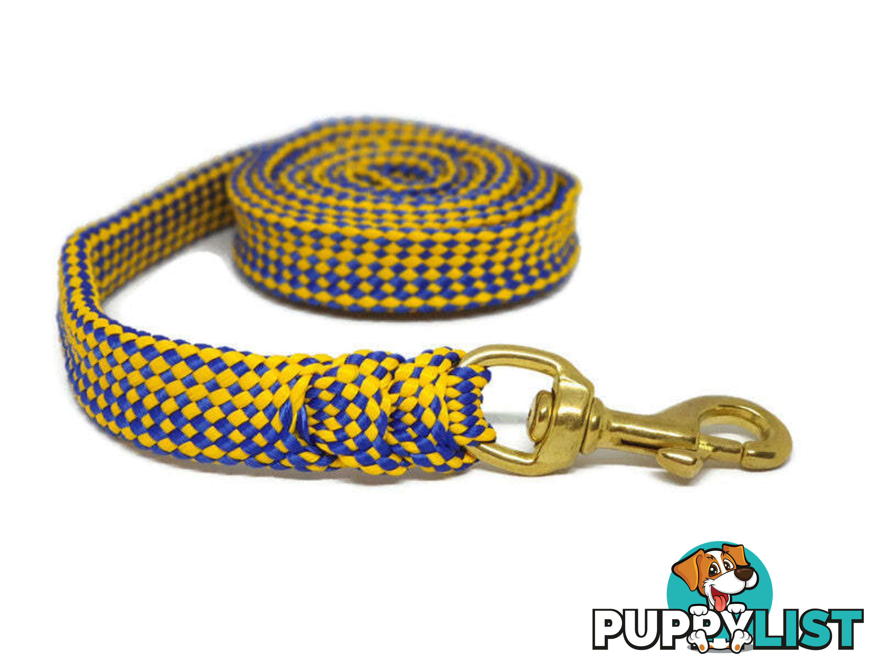 1.8m to 10m Long Dog Lead No Stitching Tough Yarnix 20mm Wide - YNXLD205BRBLKYEL