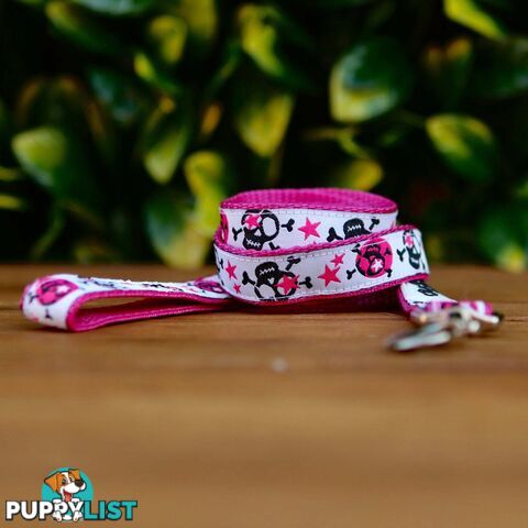 Skulls & Stars Dog Lead / Dog Leash - Hand Made by The Bark Side - TBSLDSKULPUR201.2