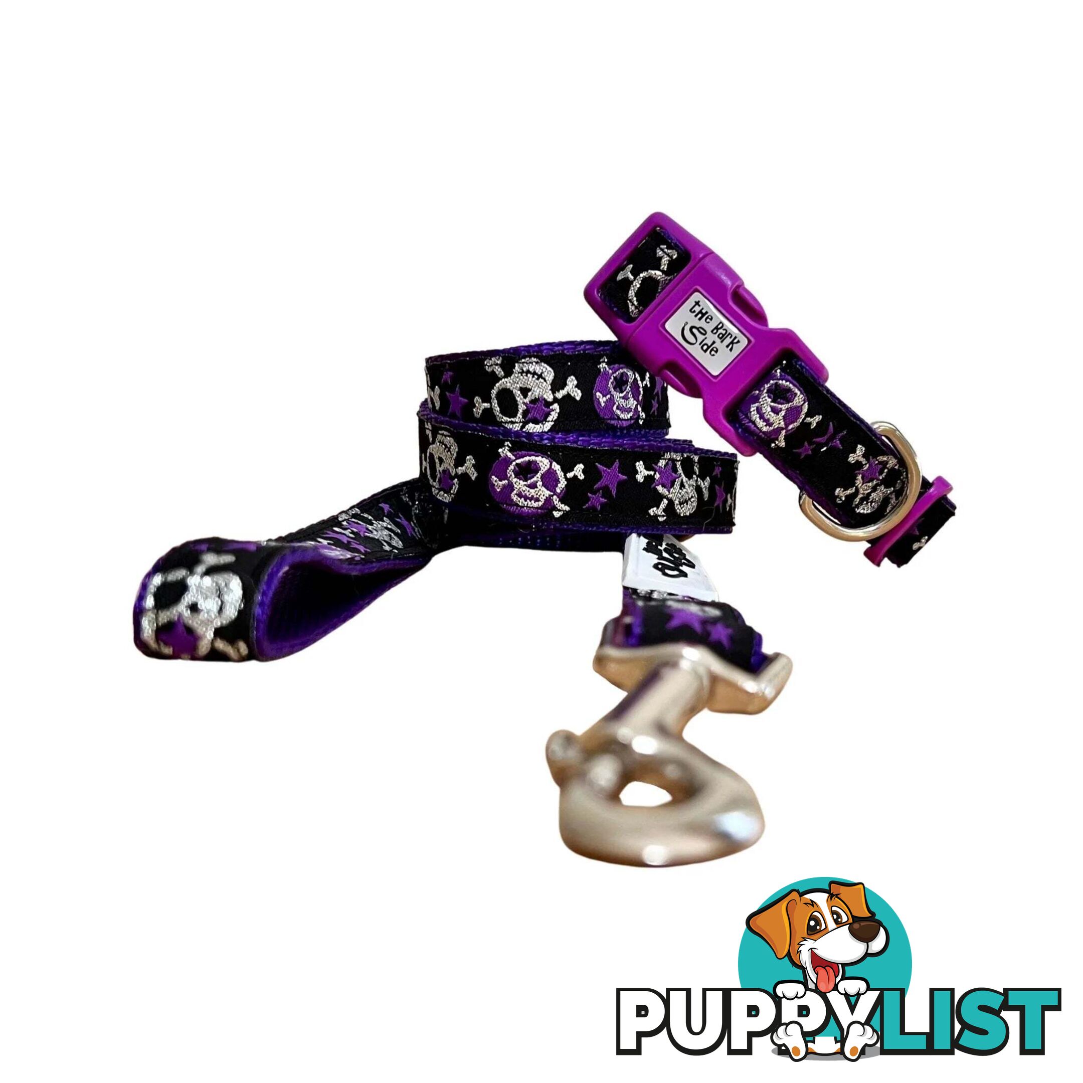 Skulls & Stars Dog Lead / Dog Leash - Hand Made by The Bark Side - TBSLDSKULPUR201.2