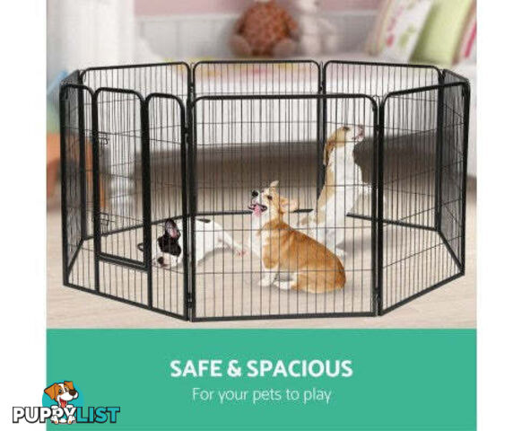 i.Pet 8 Panel Pet Dog Playpen Puppy Exercise Cage Enclosure Fence Play Pen 80x100cm - PET-DOGPLAYPEN-H100