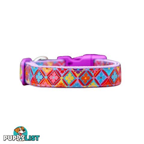 Purple Geometric Dog Collar / XS - L - Hand Made by The Bark Side - TBSGEOMED