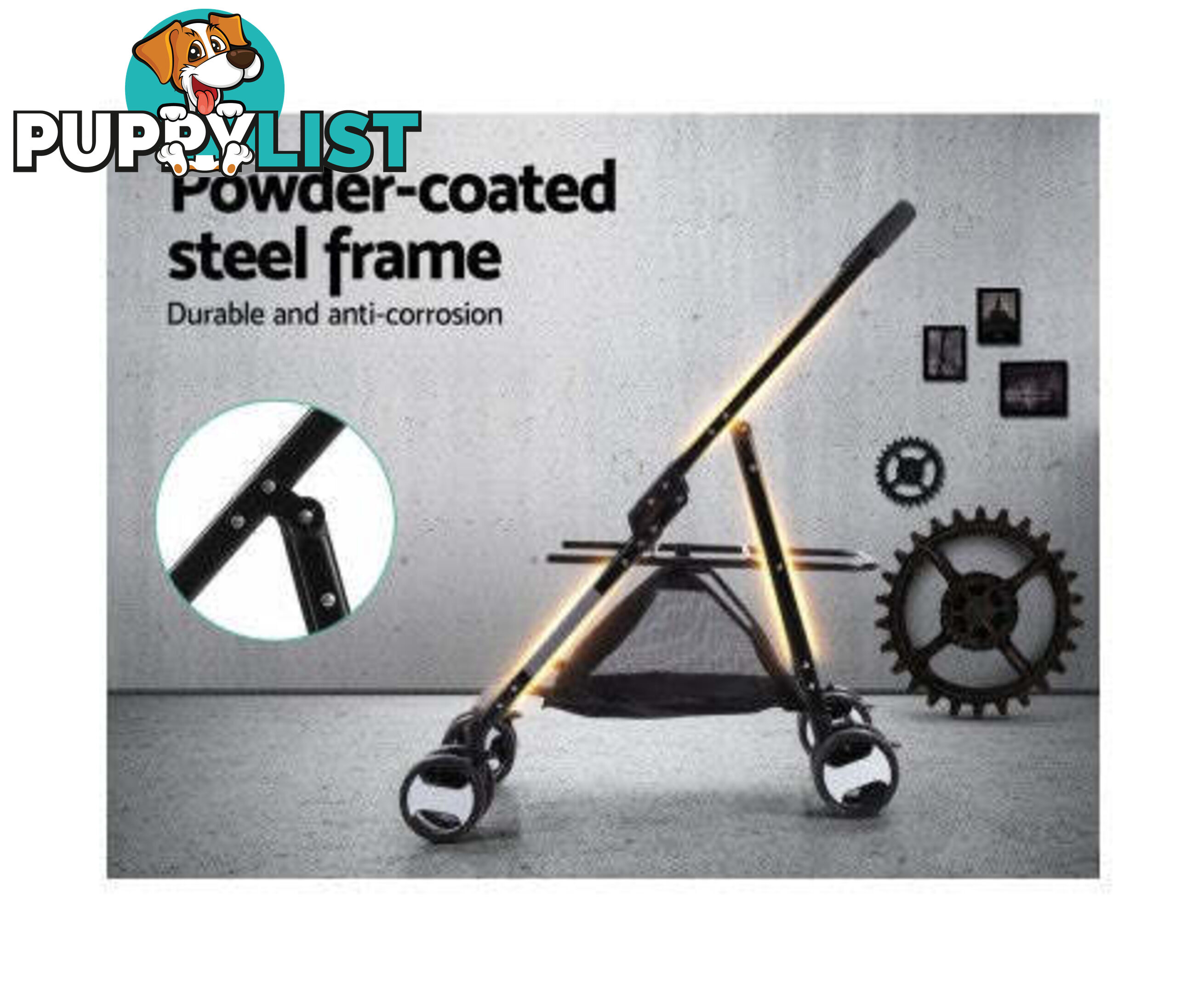 i.Pet Pet Stroller Dog Carrier Foldable Pram 3 IN 1 Middle Size - PET-STROLLER-4WL-M-GR