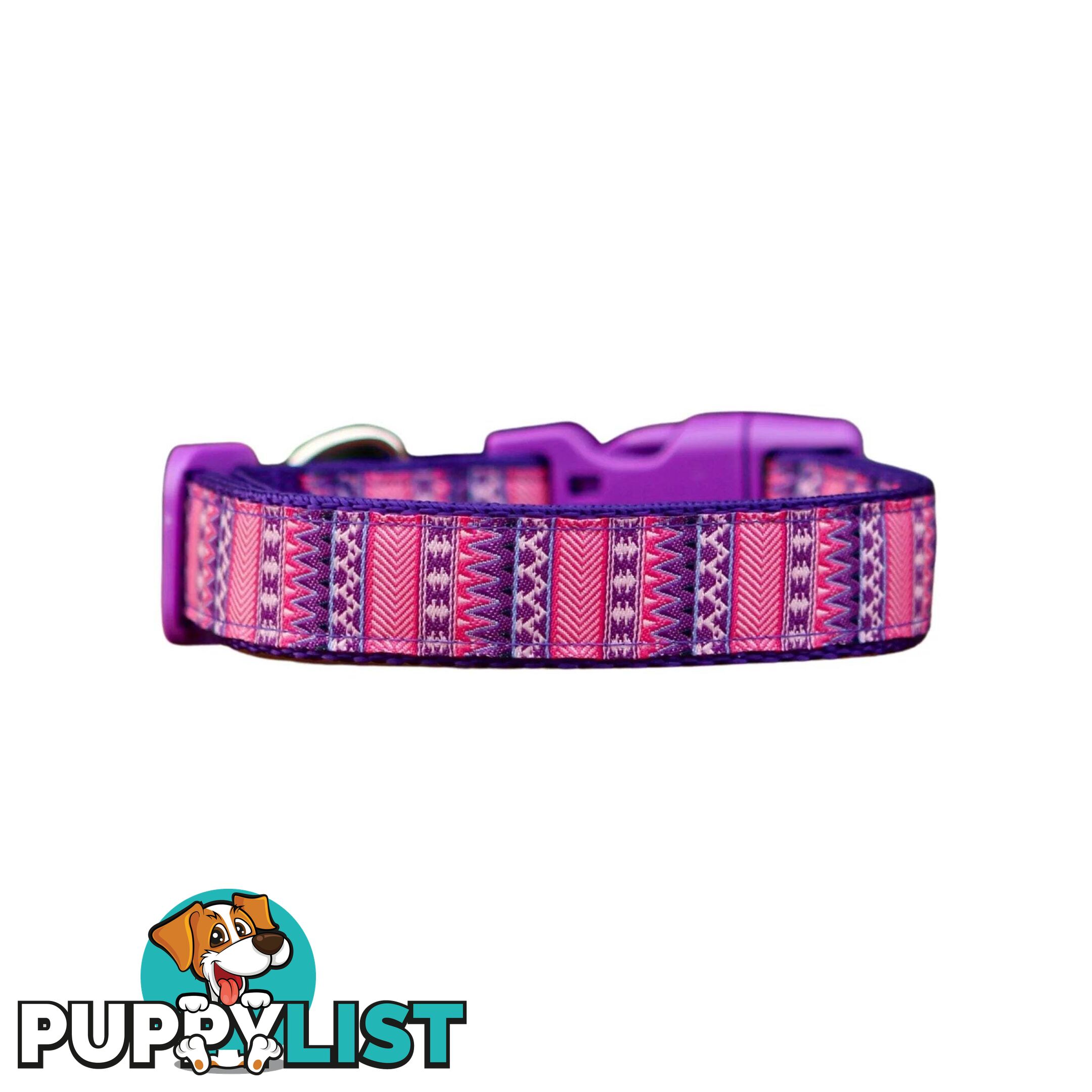 Aztec Dog Collar / Pink / Purple / XS - L  -  Hand Made by The Bark Side - TBSAZTSML