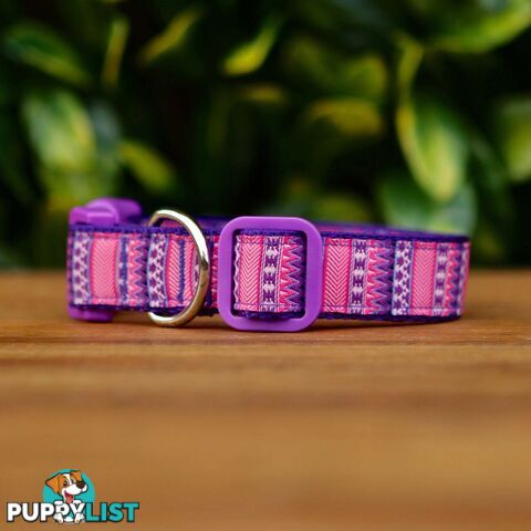 Aztec Dog Collar / Pink / Purple / XS - L  -  Hand Made by The Bark Side - TBSAZTSML