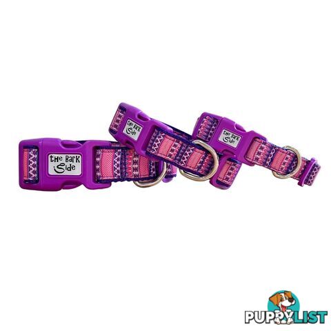 Aztec Dog Collar / Pink / Purple / XS - L  -  Hand Made by The Bark Side - TBSAZTSML