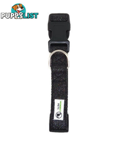 Bling Glitter Overlay Nylon Collar - Breakaway Buckle - Moondidley Pets - MDPCOLBLILBLK