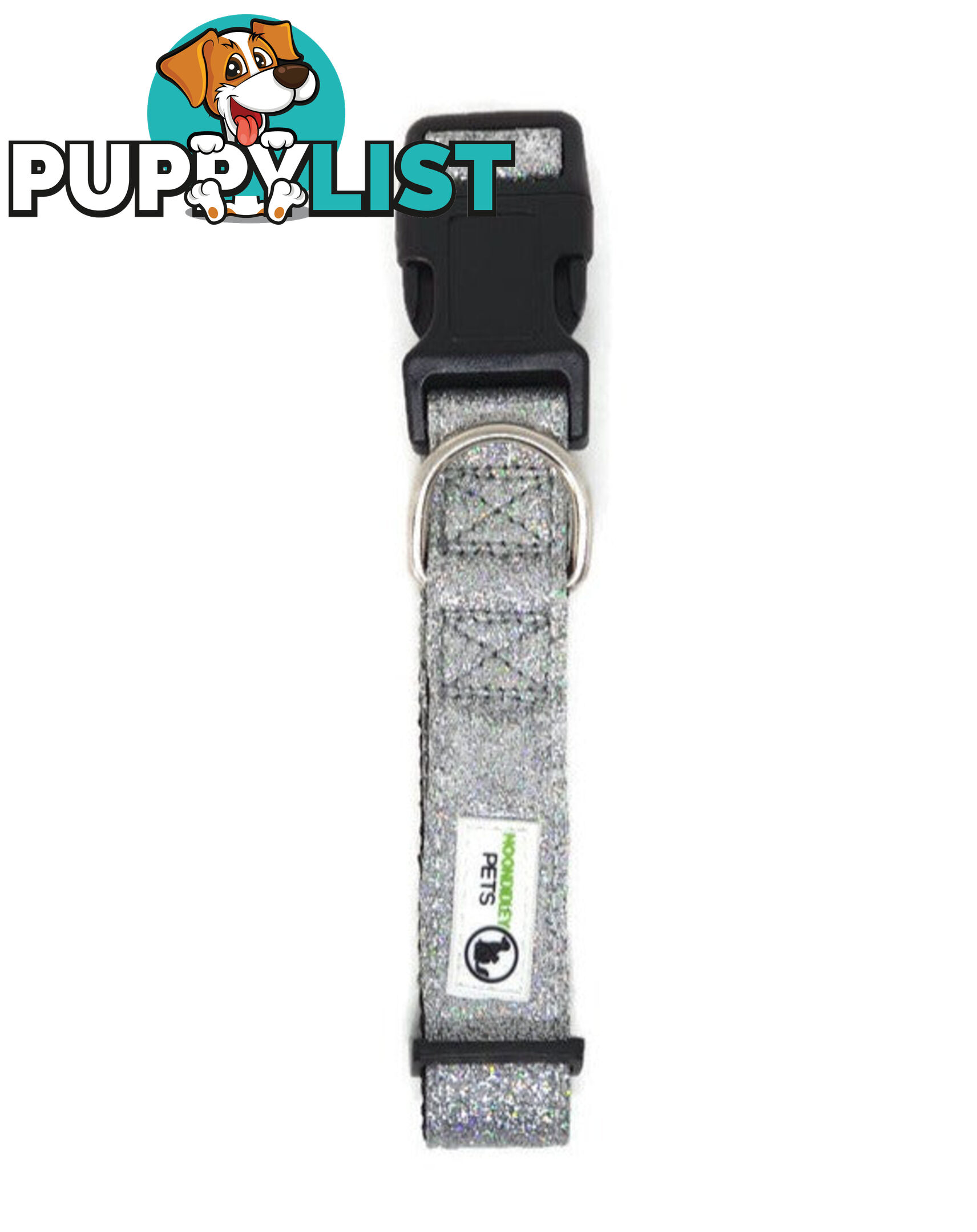 Bling Glitter Overlay Nylon Collar - Breakaway Buckle - Moondidley Pets - MDPCOLBLILBLK