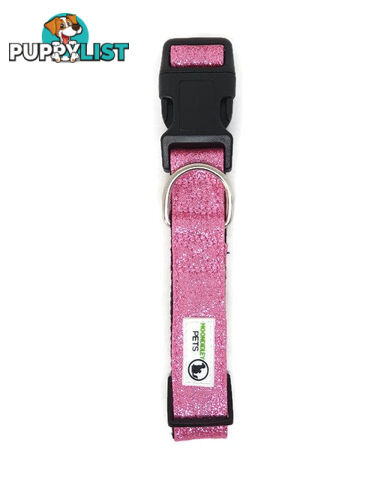 Bling Glitter Overlay Nylon Collar - Breakaway Buckle - Moondidley Pets - MDPCOLBLILBLK
