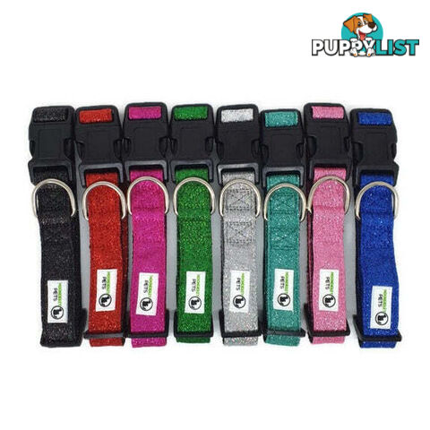 Bling Glitter Overlay Nylon Collar - Breakaway Buckle - Moondidley Pets - MDPCOLBLIXLSIL