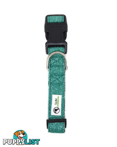 Bling Glitter Overlay Nylon Collar - Breakaway Buckle - Moondidley Pets - MDPCOLBLIXLSIL