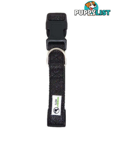 Bling Glitter Overlay Nylon Collar - Breakaway Buckle - Moondidley Pets - MDPCOLBLIXLSIL