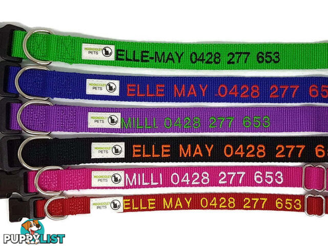 Doggie ID Collar Bamboo Fibre Personalised Embroidered - CCB-CO-001-XSNV-NO