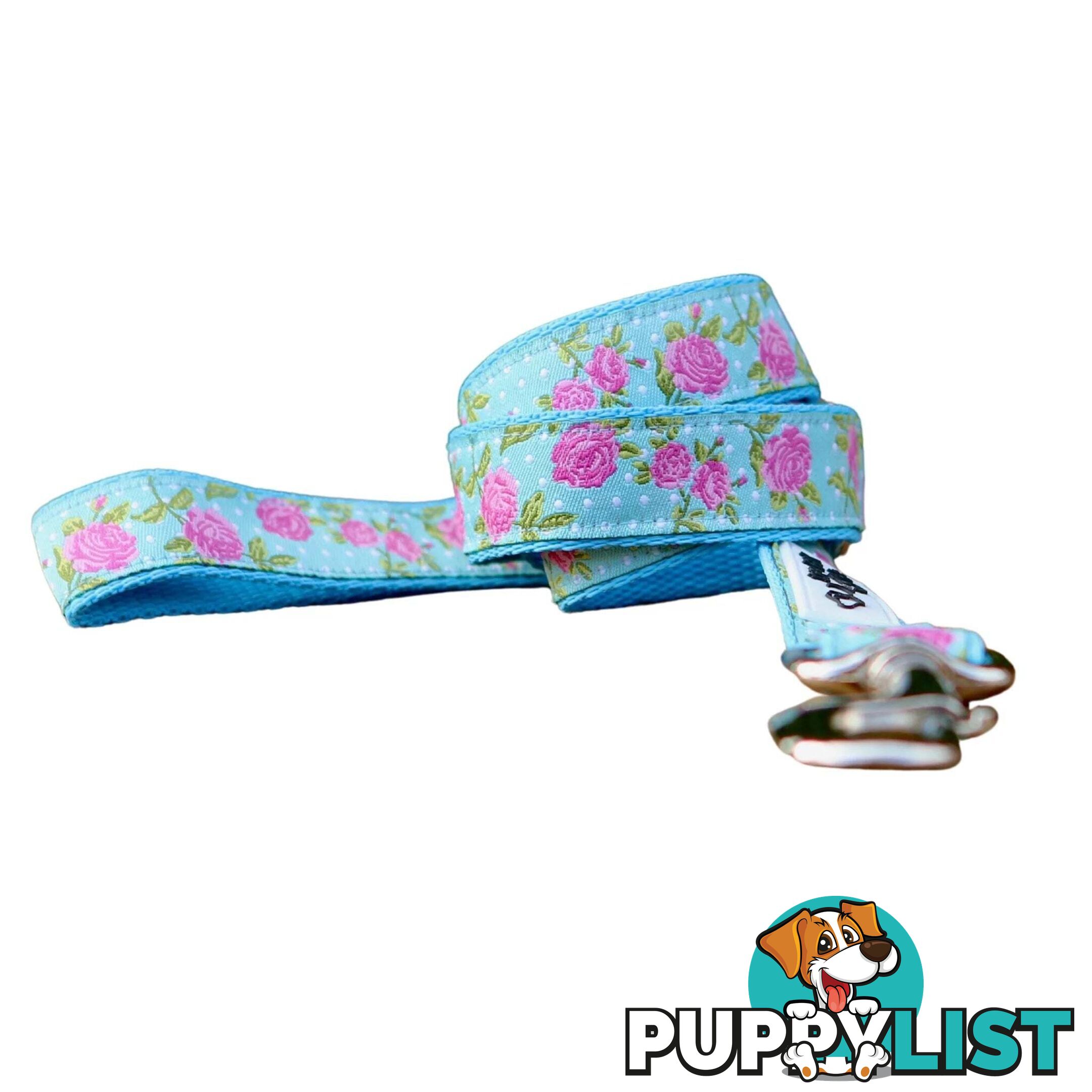 Rose Dog Lead / Dog Leash - Hand Made by The Bark Side - TBSLDROSBLU201.2