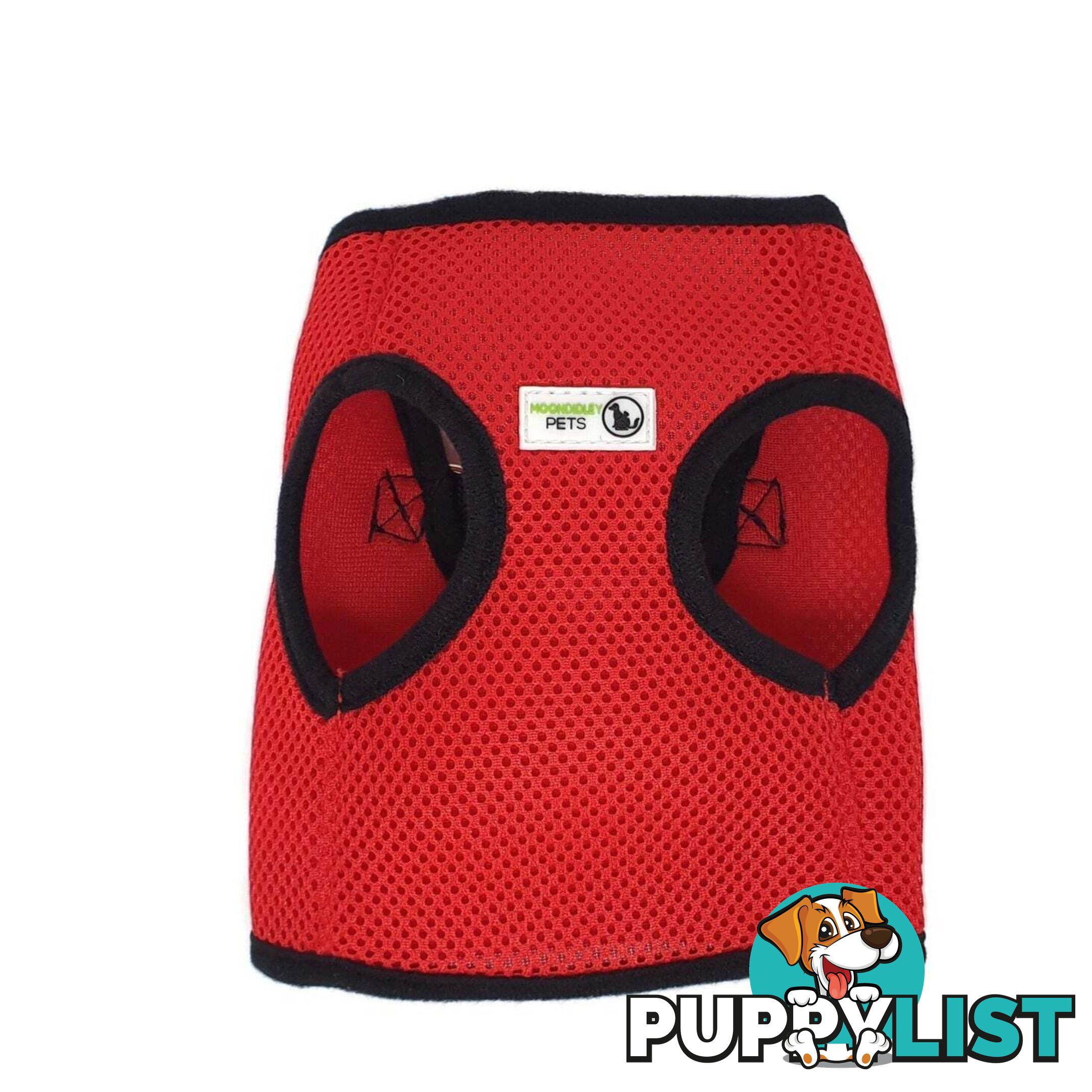 Vest Harness Pet Dog-Cat Step-in Velcro and Buckle Attachments - Moondidley Pets - MDPVESTSRED