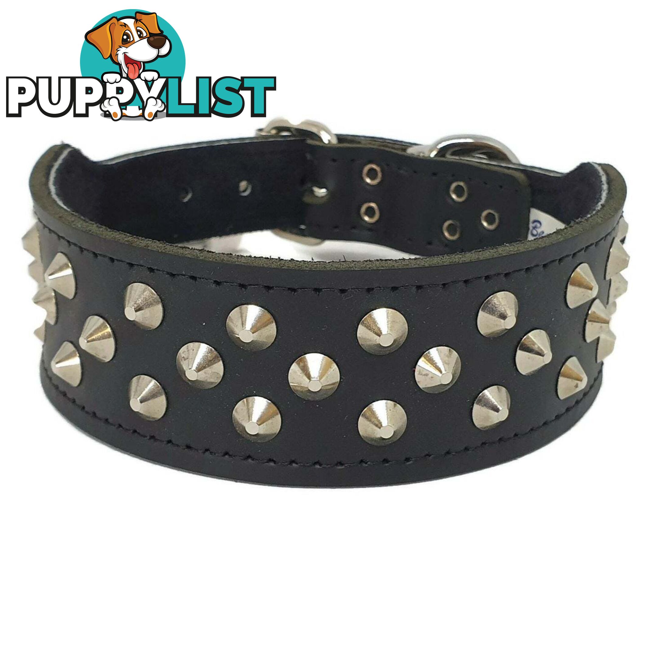 Staffy Leather Studded Dog Collar - Beau Pets - JPP-10141-BLK