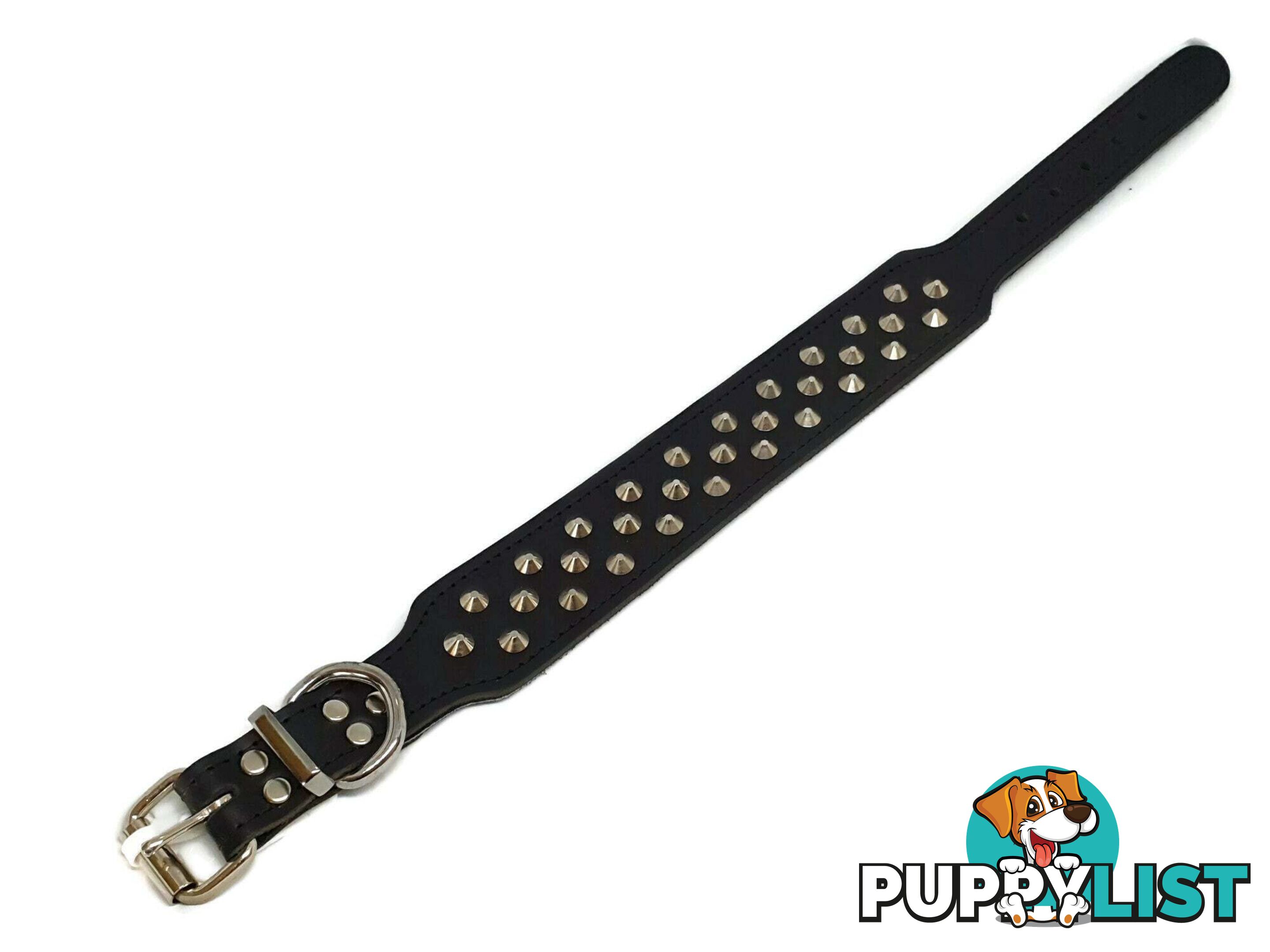 Staffy Leather Studded Dog Collar - Beau Pets - JPP-10141-BLK