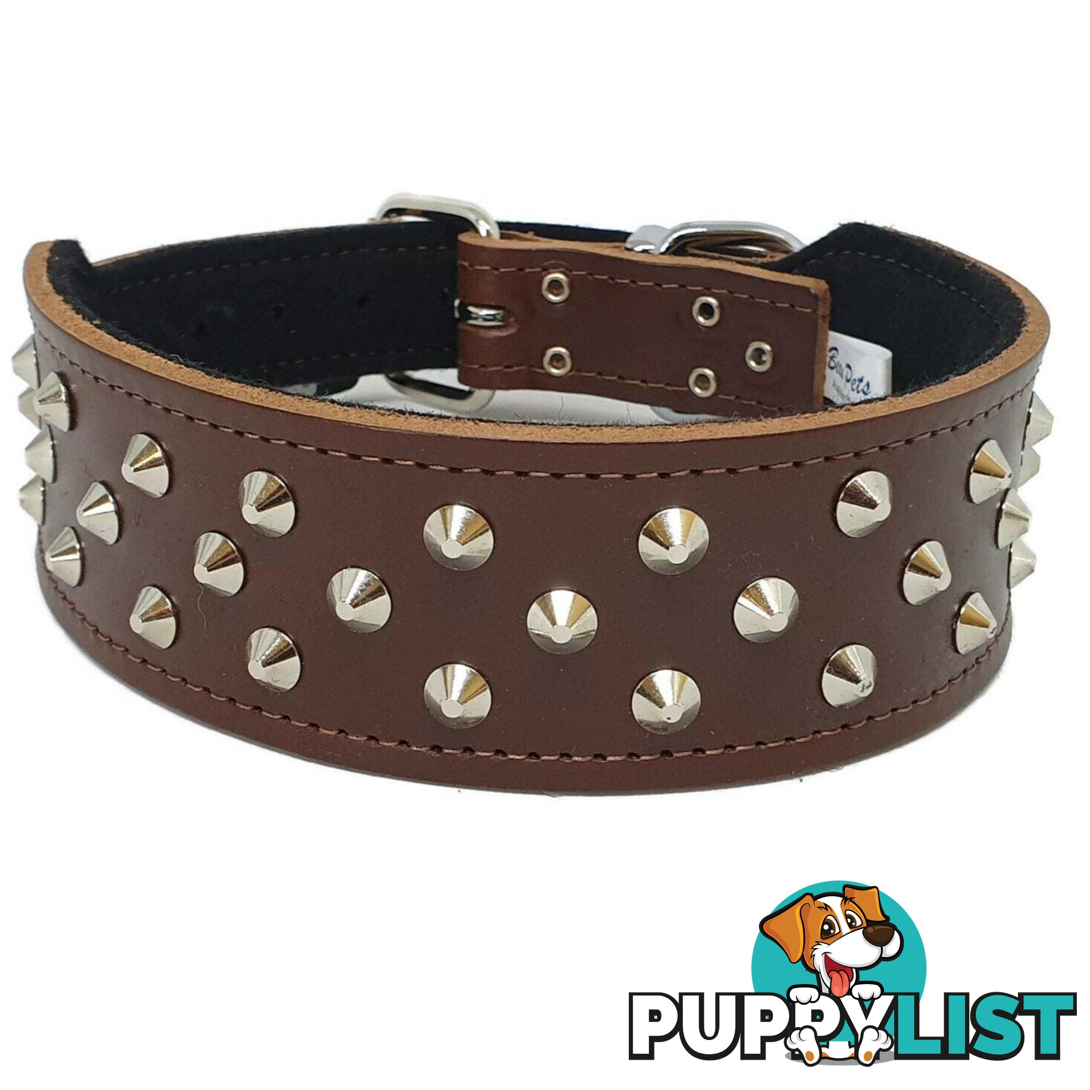 Staffy Leather Studded Dog Collar - Beau Pets - JPP-10141-BLK