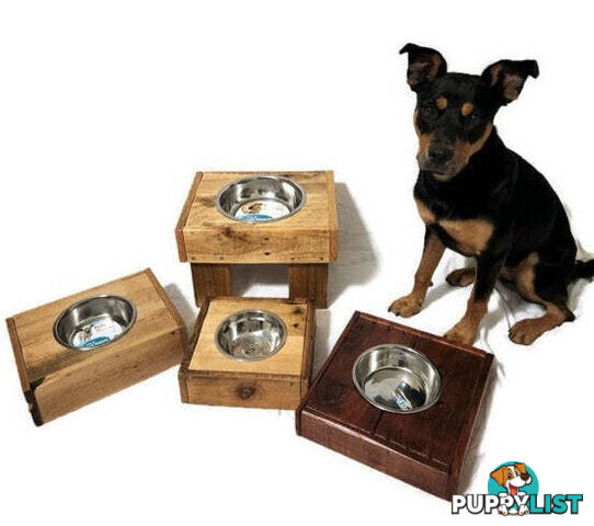 Wooden Raised Pet Bowls, Hand Made. - PGBOW9