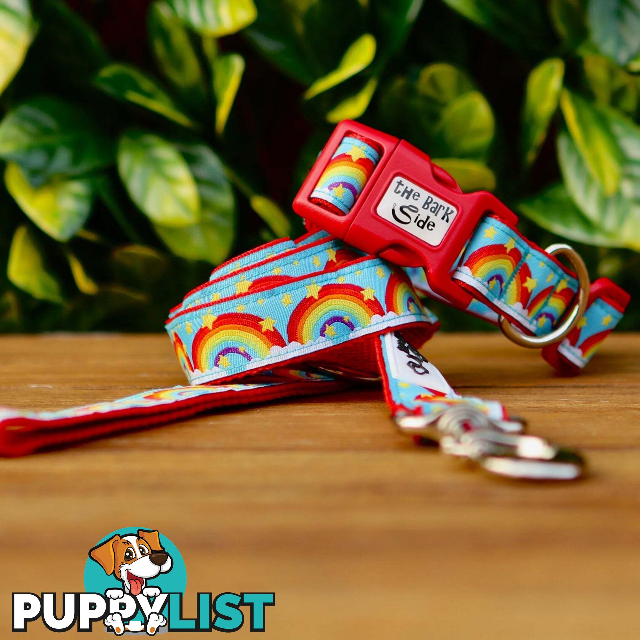 Rainbow Dog Collar - Hand Made by The Bark Side - TBSRAIXSYEL