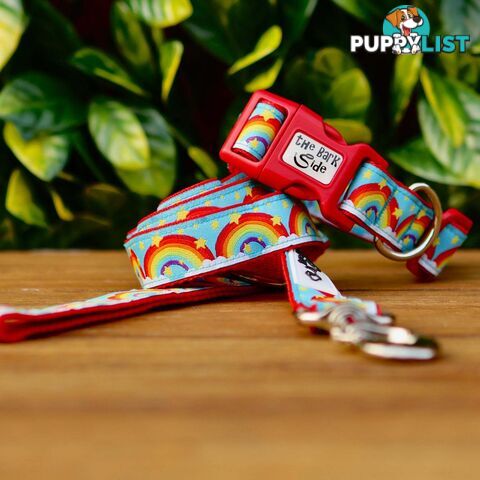 Rainbow Dog Collar - Hand Made by The Bark Side - TBSRAIXSYEL
