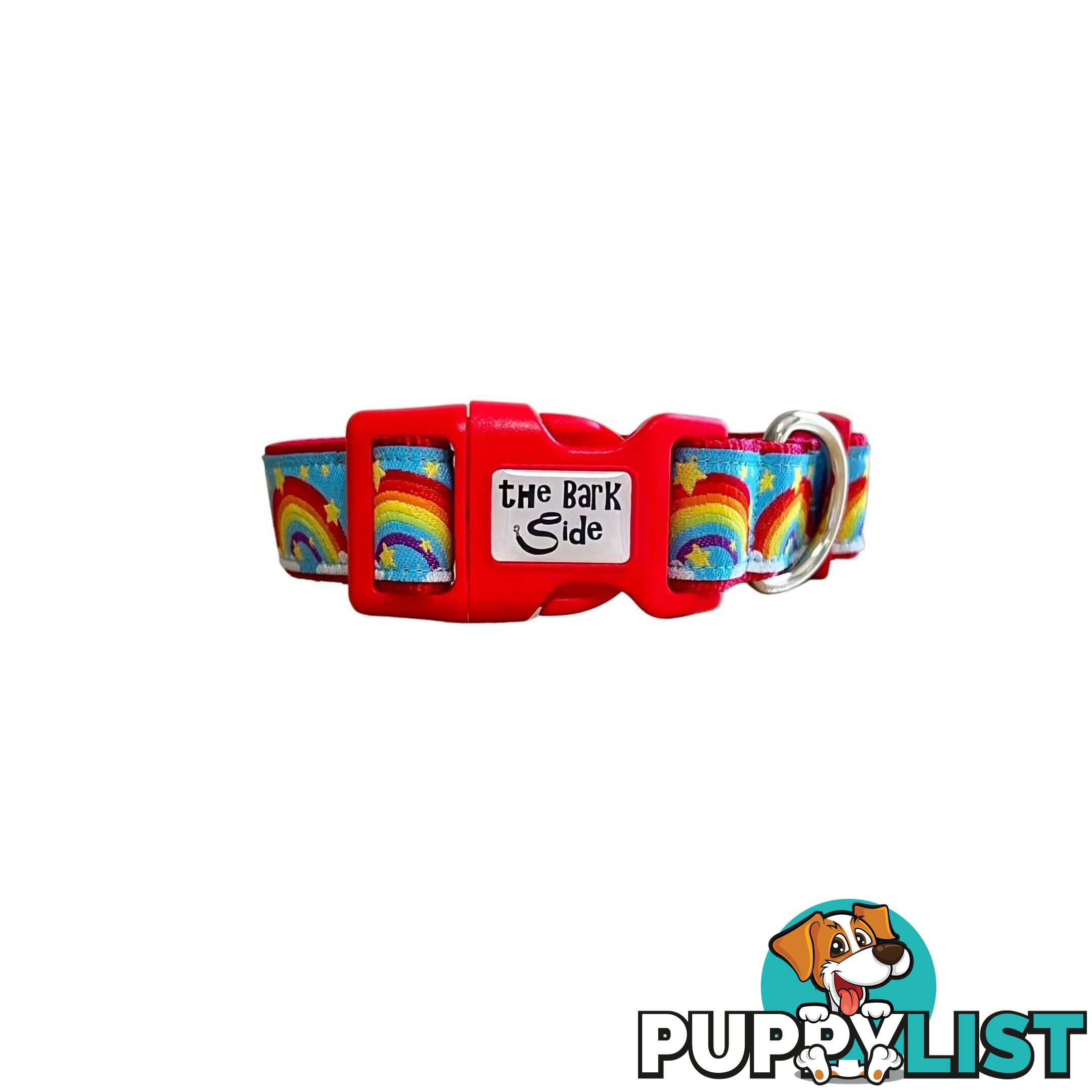 Rainbow Dog Collar - Hand Made by The Bark Side - TBSRAIXSYEL