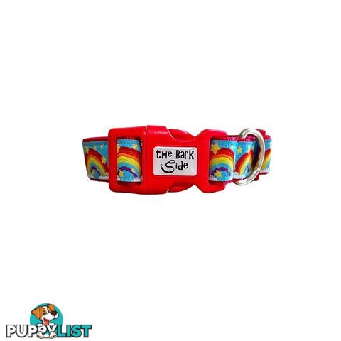 Rainbow Dog Collar - Hand Made by The Bark Side - TBSRAIXSYEL