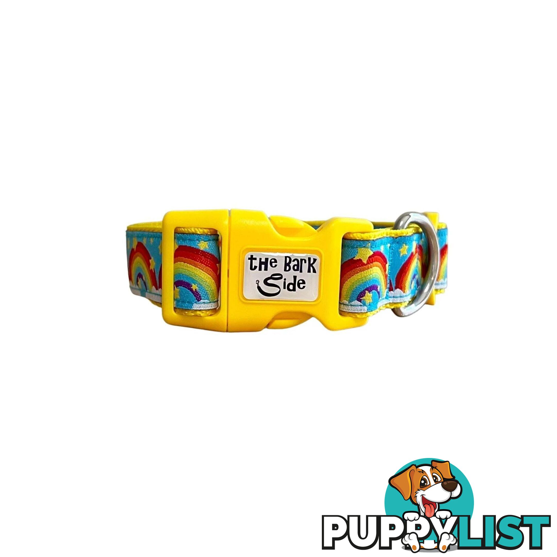Rainbow Dog Collar - Hand Made by The Bark Side - TBSRAIXSYEL