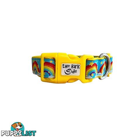 Rainbow Dog Collar - Hand Made by The Bark Side - TBSRAIXSYEL