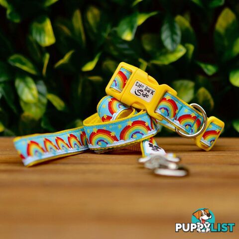 Rainbow Dog Collar - Hand Made by The Bark Side - TBSRAIXSYEL