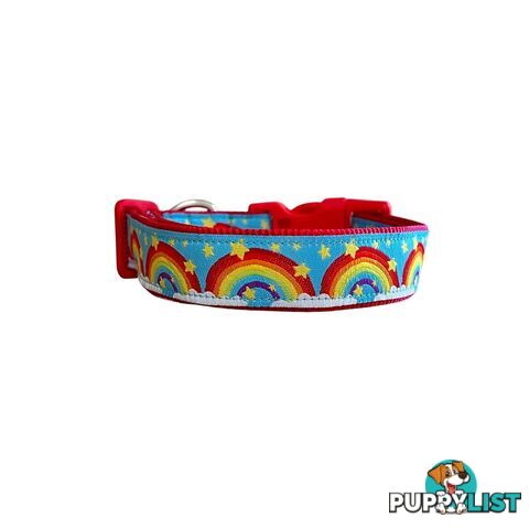 Rainbow Dog Collar - Hand Made by The Bark Side - TBSRAIXSYEL