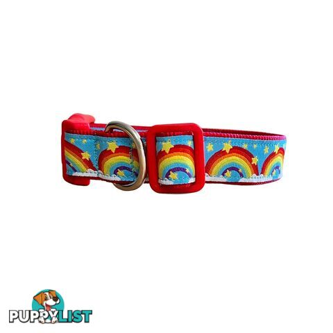 Rainbow Dog Collar - Hand Made by The Bark Side - TBSRAIXSYEL