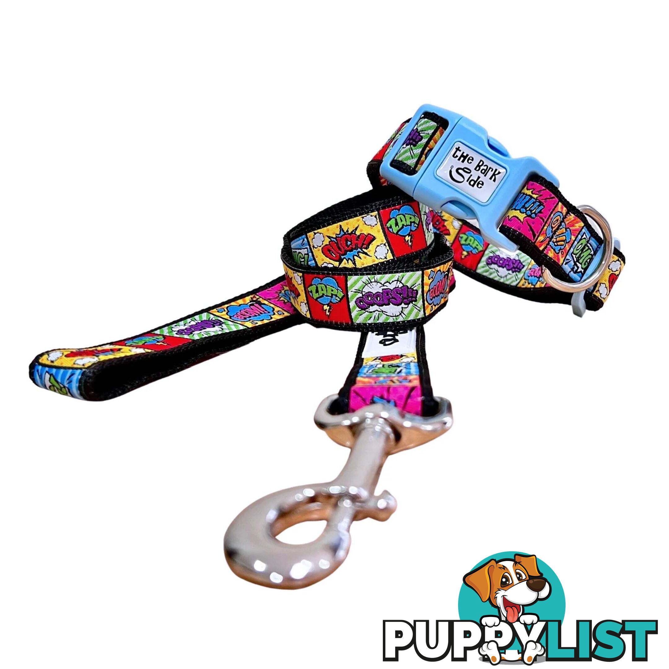 Comic Mania Dog Collar / XS - L - Hand Made by The Bark Side - TBSCOMMEDPUR