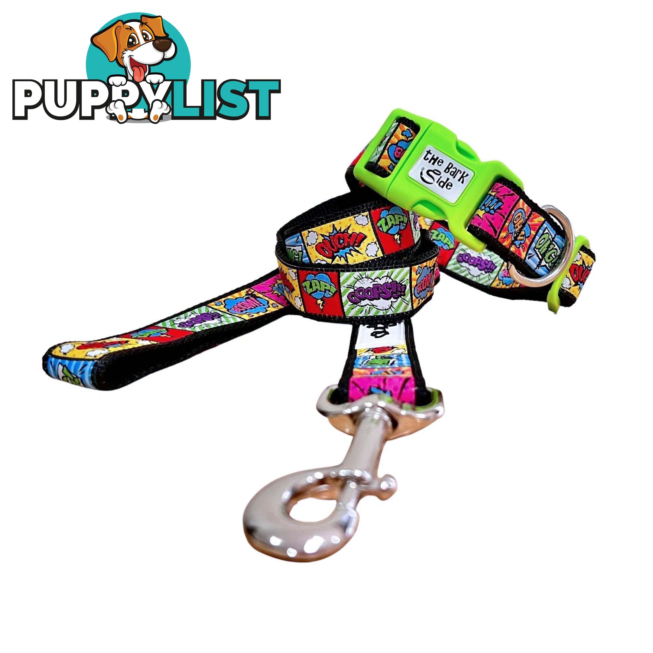 Comic Mania Dog Collar / XS - L - Hand Made by The Bark Side - TBSCOMMEDPUR