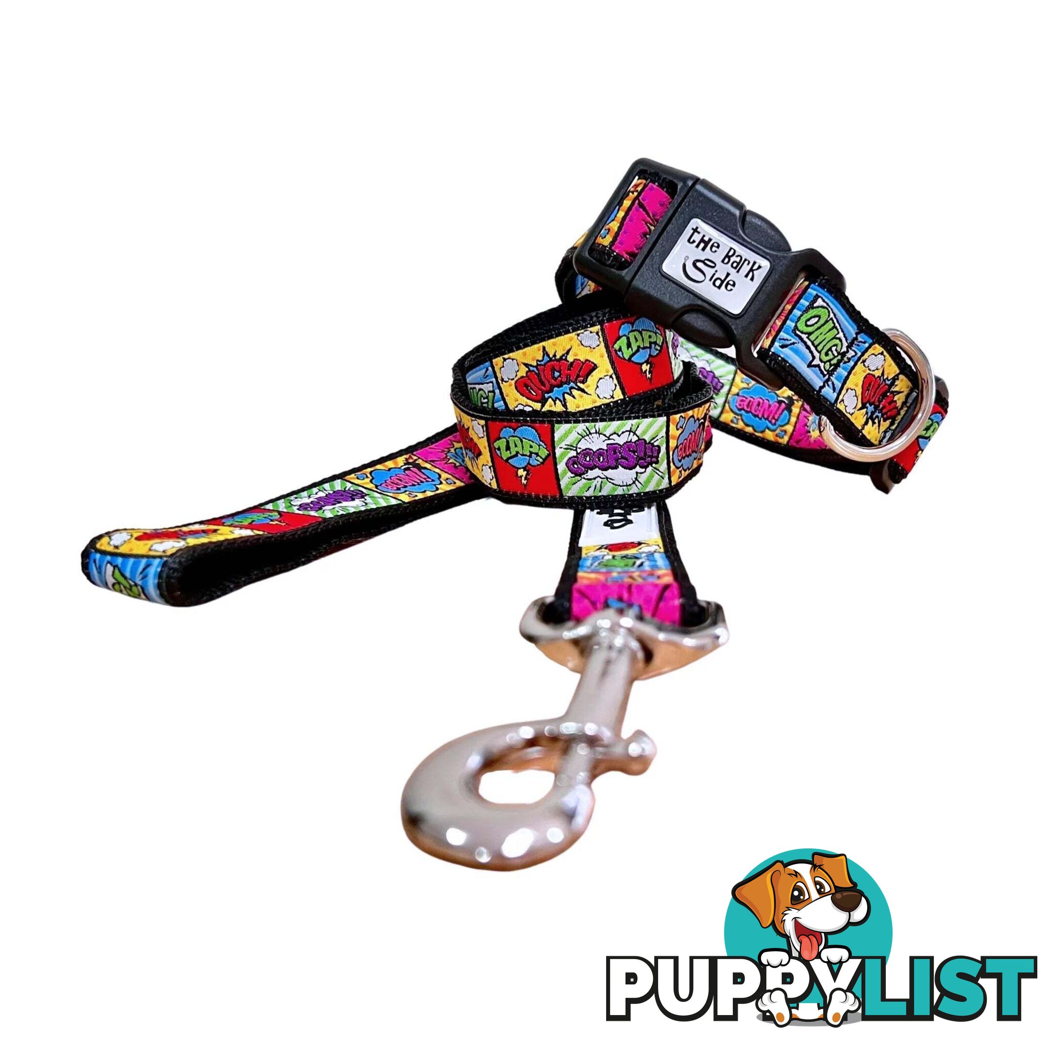 Comic Mania Dog Collar / XS - L - Hand Made by The Bark Side - TBSCOMMEDPUR