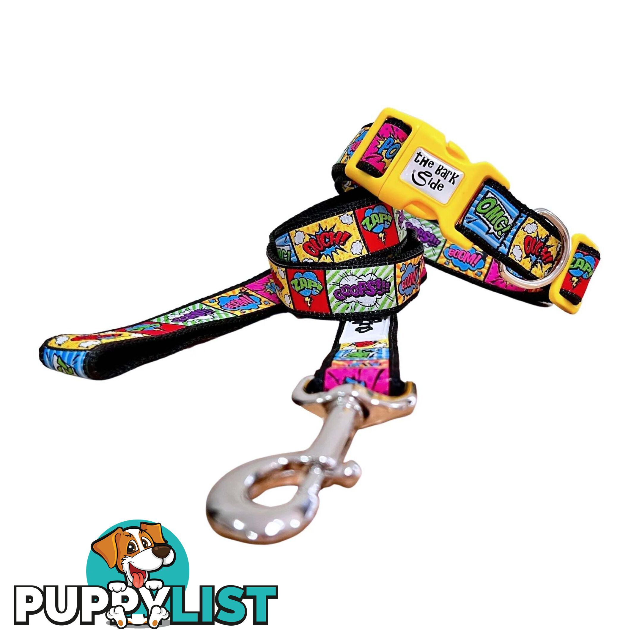 Comic Mania Dog Collar / XS - L - Hand Made by The Bark Side - TBSCOMMEDPUR