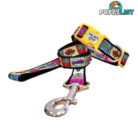 Comic Mania Dog Collar / XS - L - Hand Made by The Bark Side - TBSCOMMEDPUR
