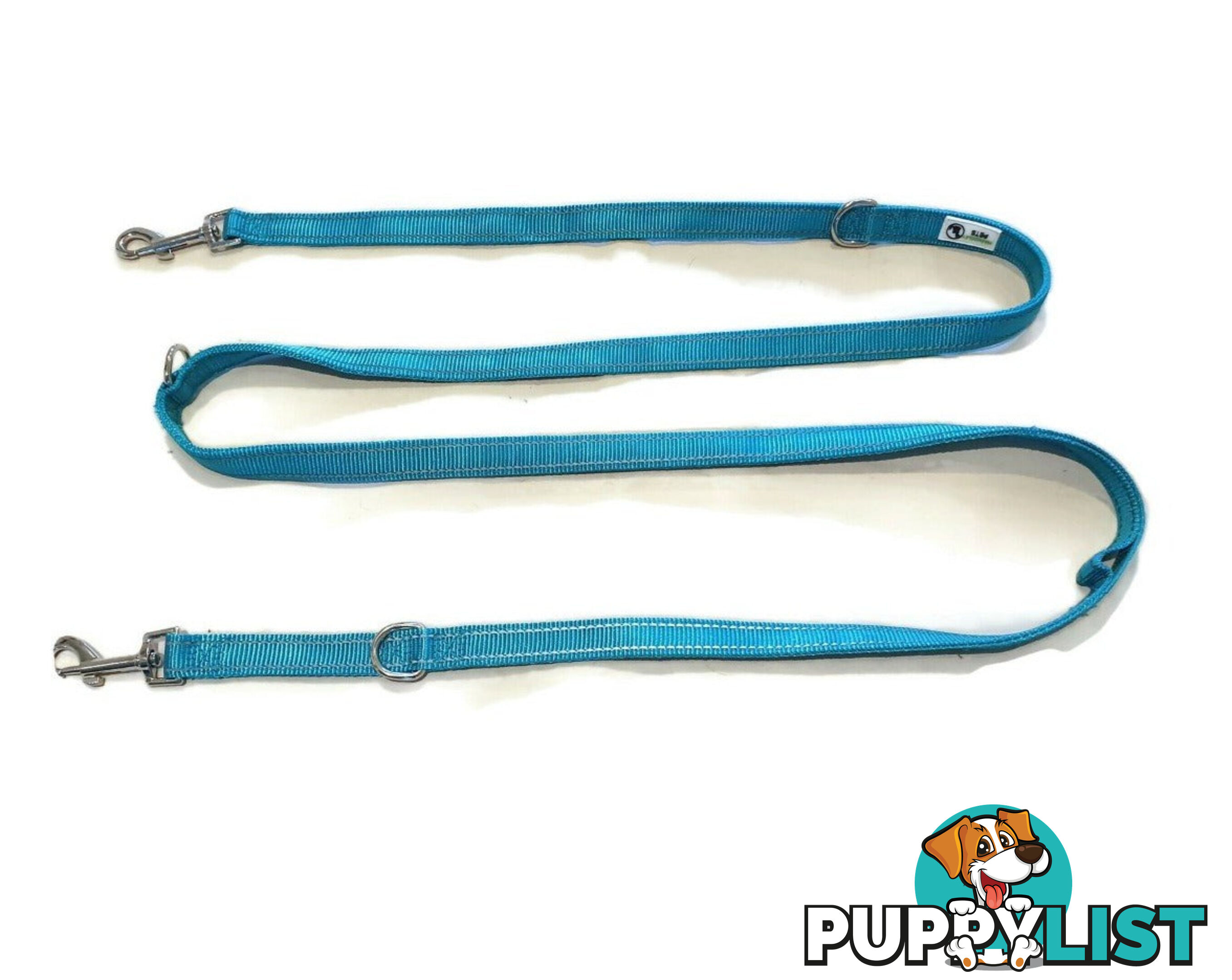 Multi Dog Lead - Nylon w/Reflective Stitching - Double Clip ,Coupler, Waist Belt, Short/Long, Quicktie Moondidley Pets - MDPLDMUL20PNK