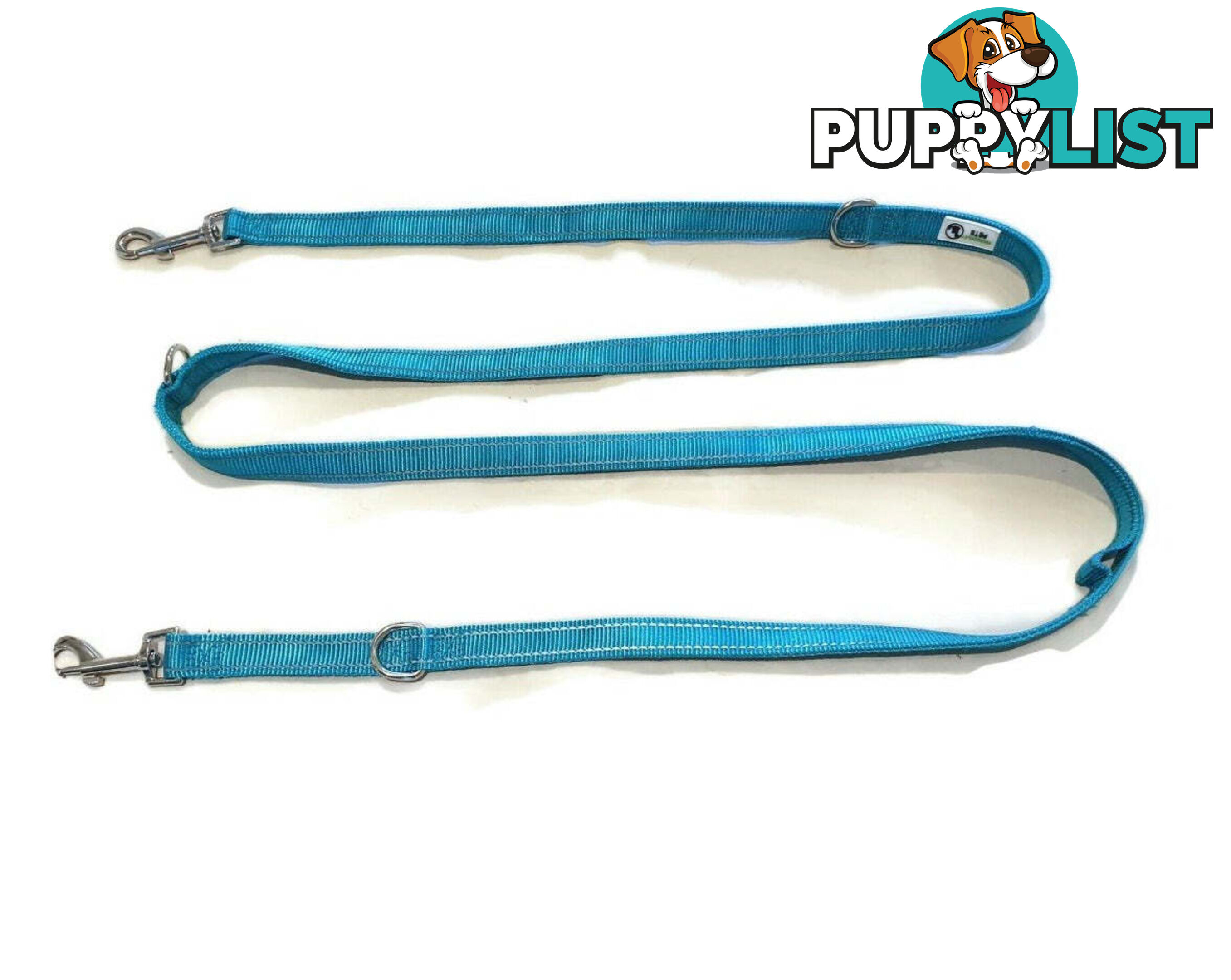 Multi Dog Lead - Nylon w/Reflective Stitching - Double Clip ,Coupler, Waist Belt, Short/Long, Quicktie Moondidley Pets - MDPLDMUL20PNK