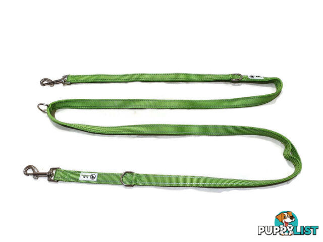 Multi Dog Lead - Nylon w/Reflective Stitching - Double Clip ,Coupler, Waist Belt, Short/Long, Quicktie Moondidley Pets - MDPLDMUL20PNK