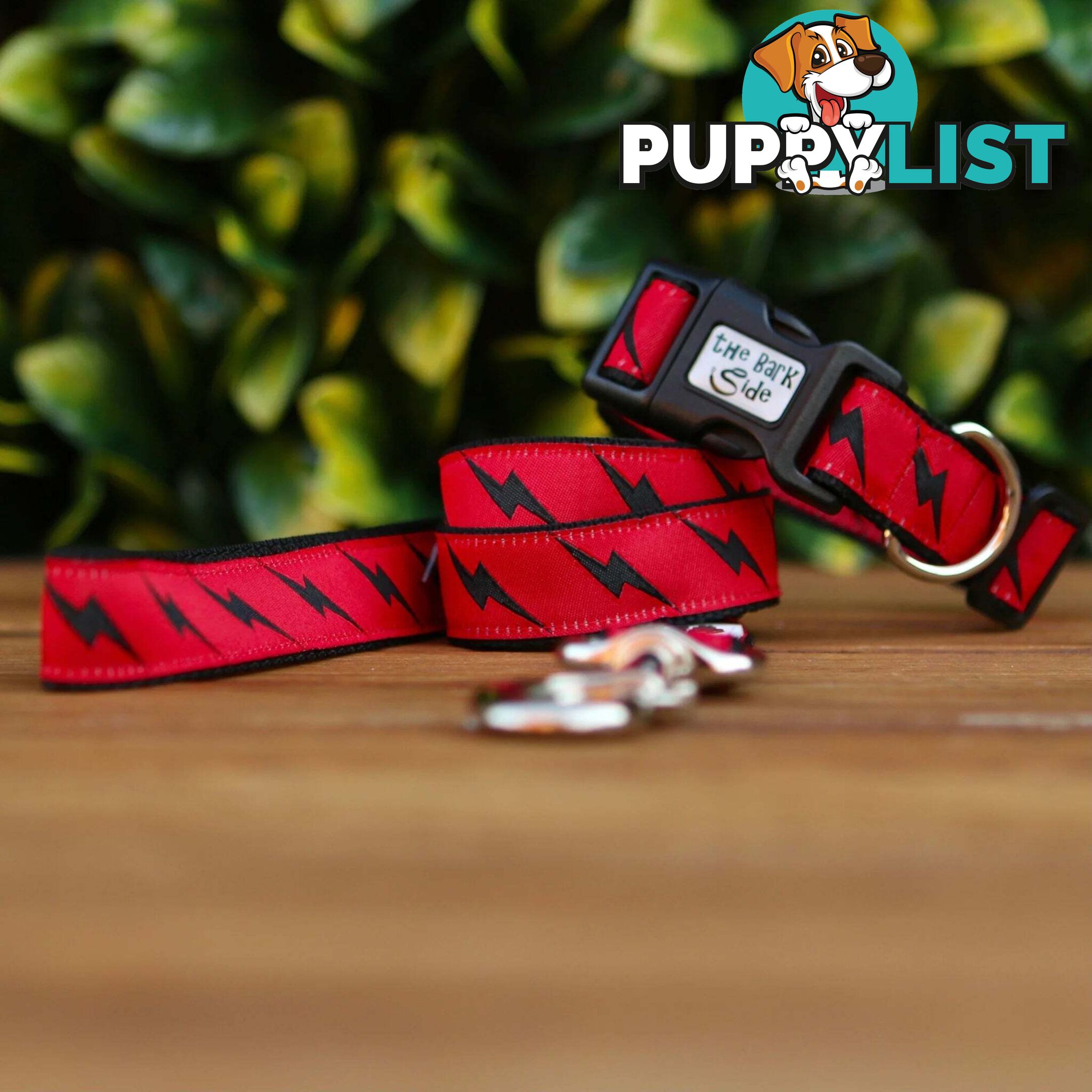 Lightning Bolt Dog Lead / Dog Leash - Hand Made by The Bark Side - TBSLDLIGBLK251.5