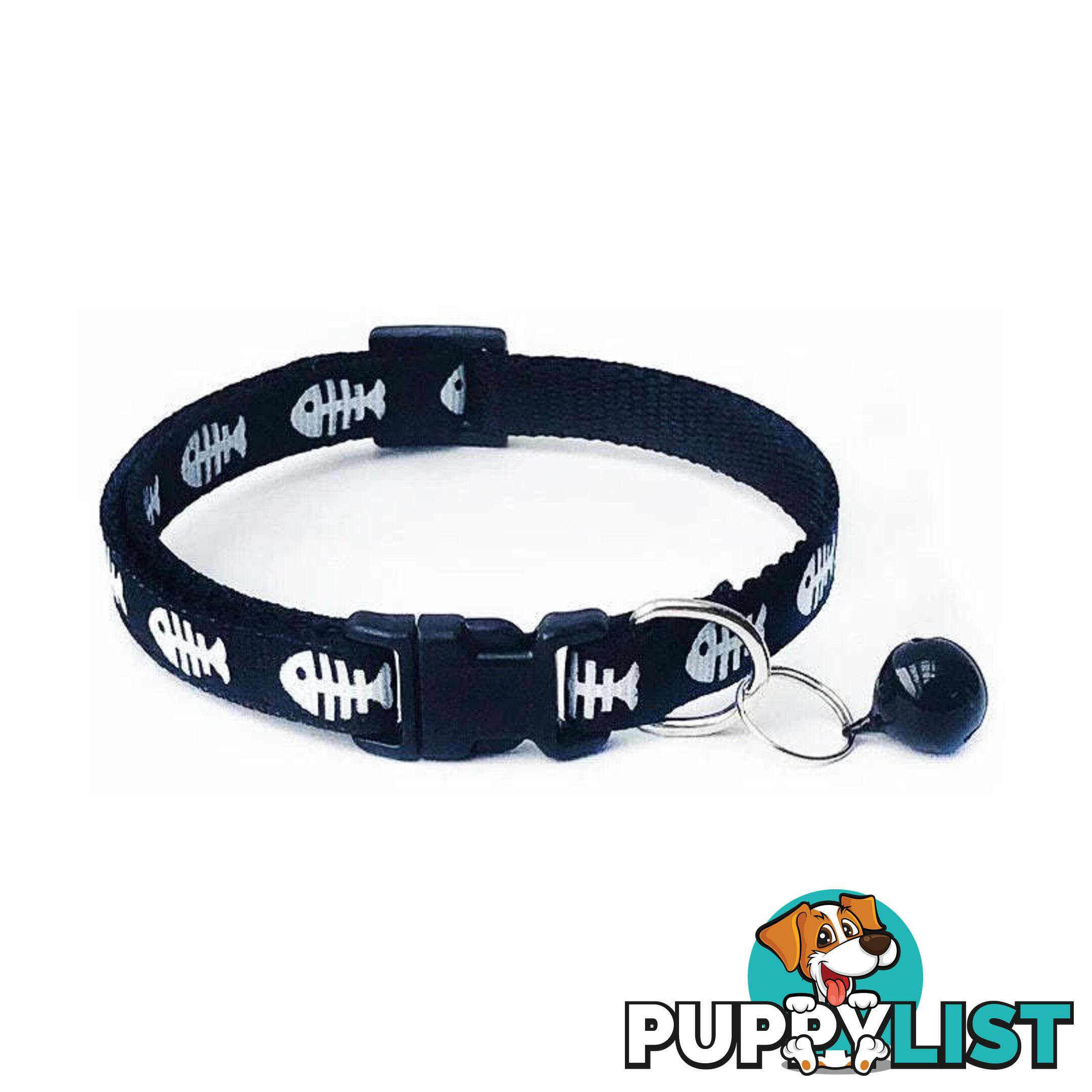 Fish Bone Cat Collar - Hand Made by The Bark Side - TBSFISRED