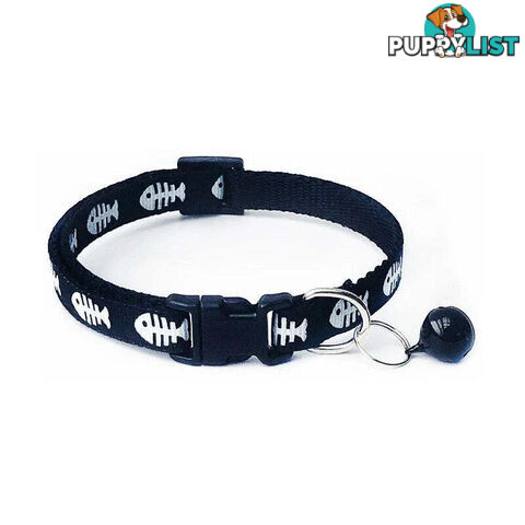 Fish Bone Cat Collar - Hand Made by The Bark Side - TBSFISRED