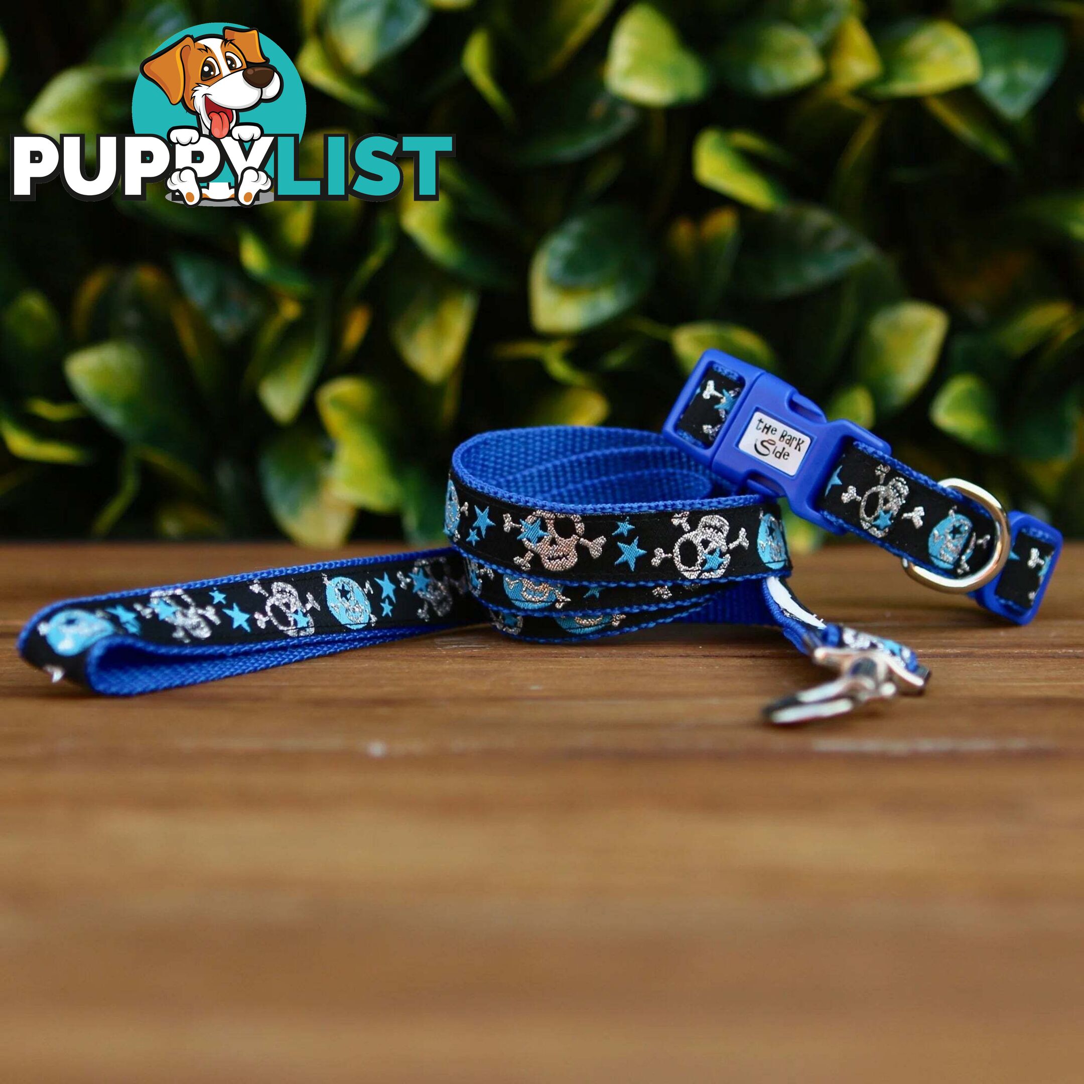Skulls & Stars Dog Lead / Dog Leash - Hand Made by The Bark Side - TBSLDSKULBLU201.8