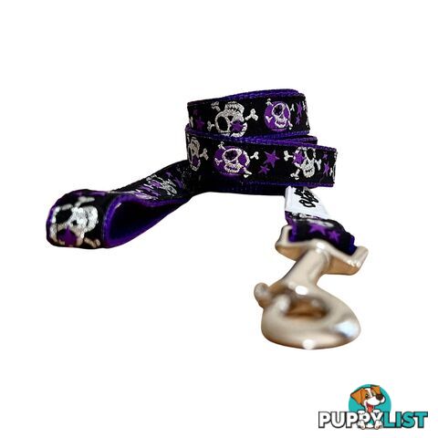 Skulls & Stars Dog Lead / Dog Leash - Hand Made by The Bark Side - TBSLDSKULBLU201.8