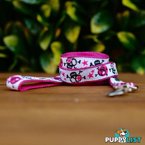 Skulls & Stars Dog Lead / Dog Leash - Hand Made by The Bark Side - TBSLDSKULBLU201.8