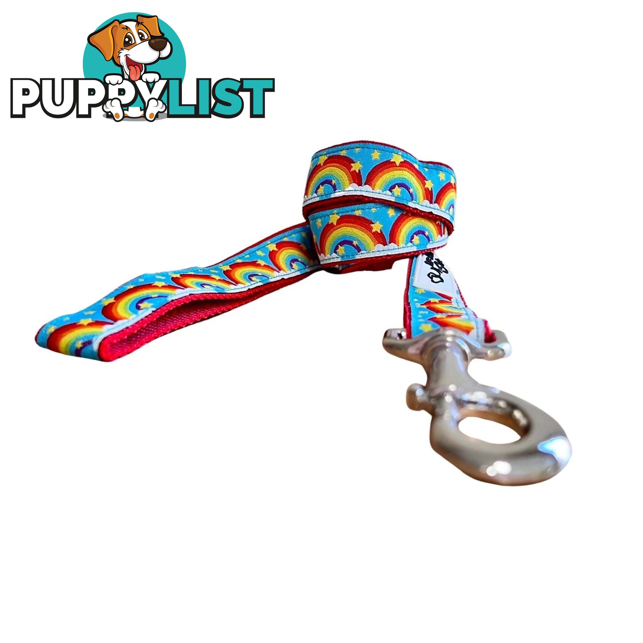 Rainbow Dog Lead / Dog Leash - Hand Made by The Bark Side - TBSLDRAIRED201.5