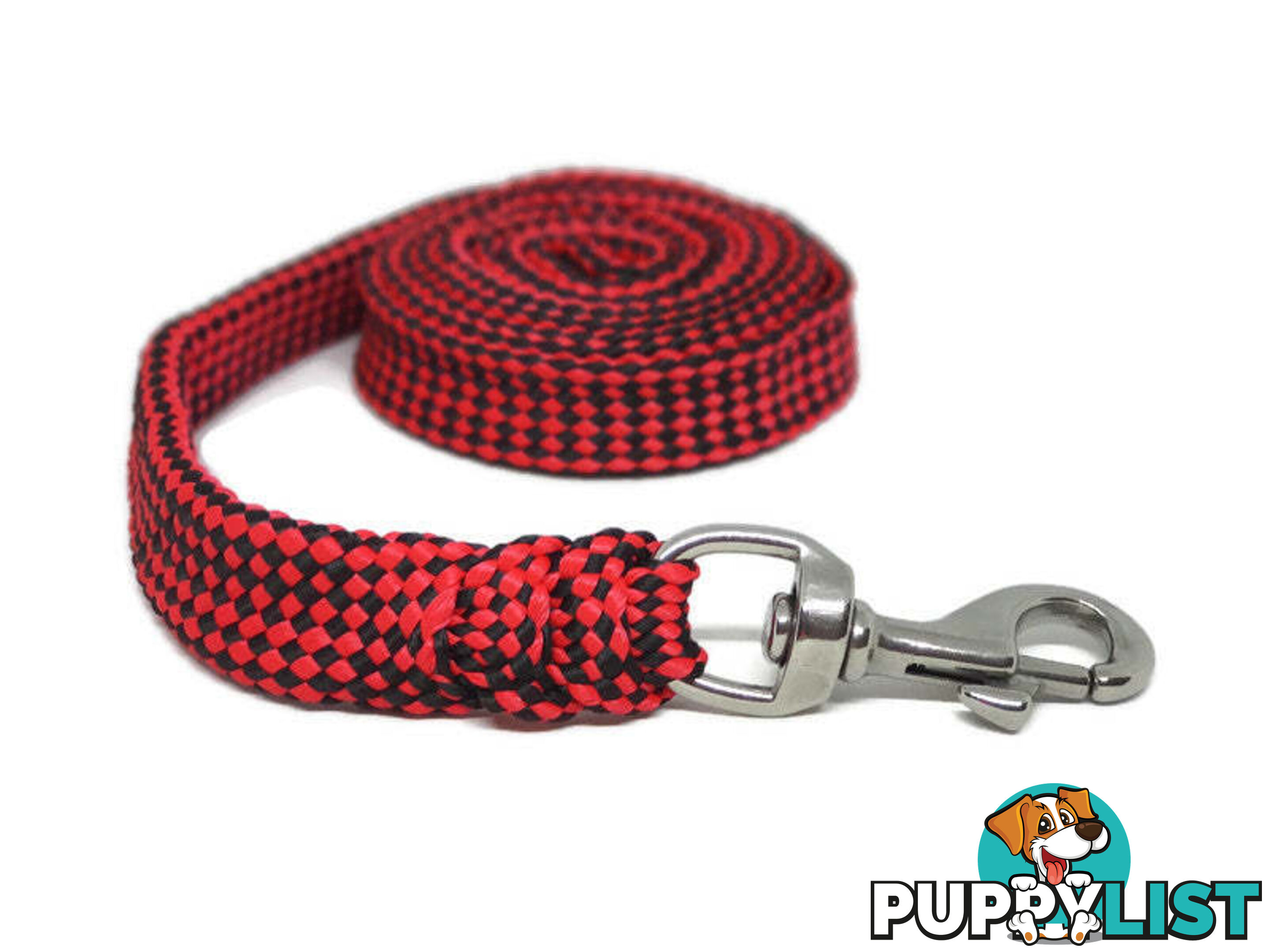 1.8m to 10m Long Dog Lead No Stitching Tough Yarnix 20mm Wide - YNXLD2010SSREDGRN
