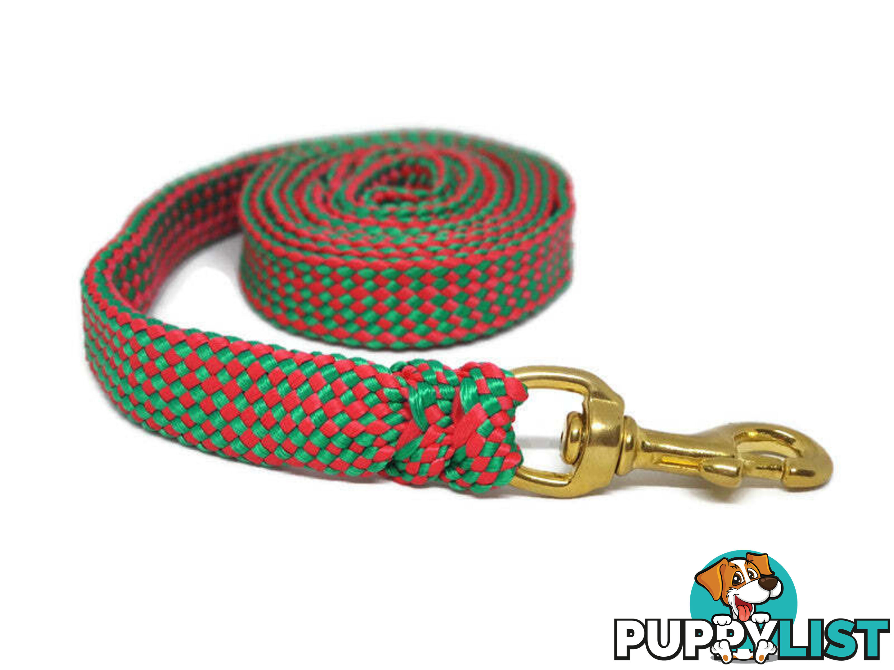 1.8m to 10m Long Dog Lead No Stitching Tough Yarnix 20mm Wide - YNXLD2010SSREDGRN