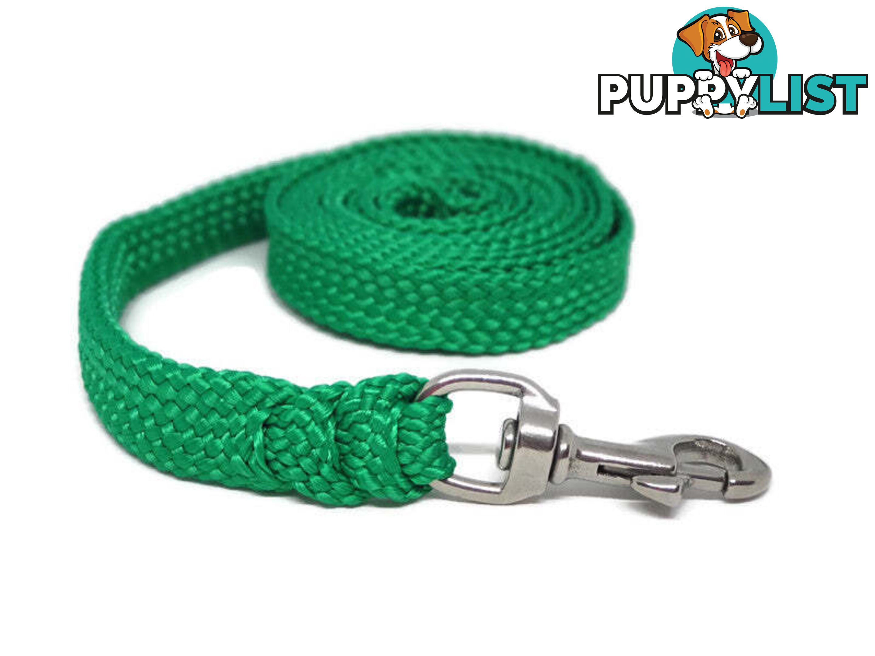 1.8m to 10m Long Dog Lead No Stitching Tough Yarnix 20mm Wide - YNXLD2010SSREDGRN